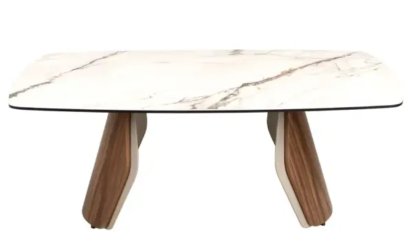 Mesa centro ovalada barril porcelánico Luxe