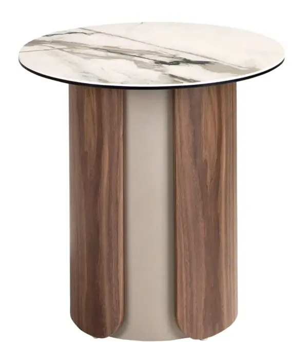 mesa de rincón redonda porcelánico Siena