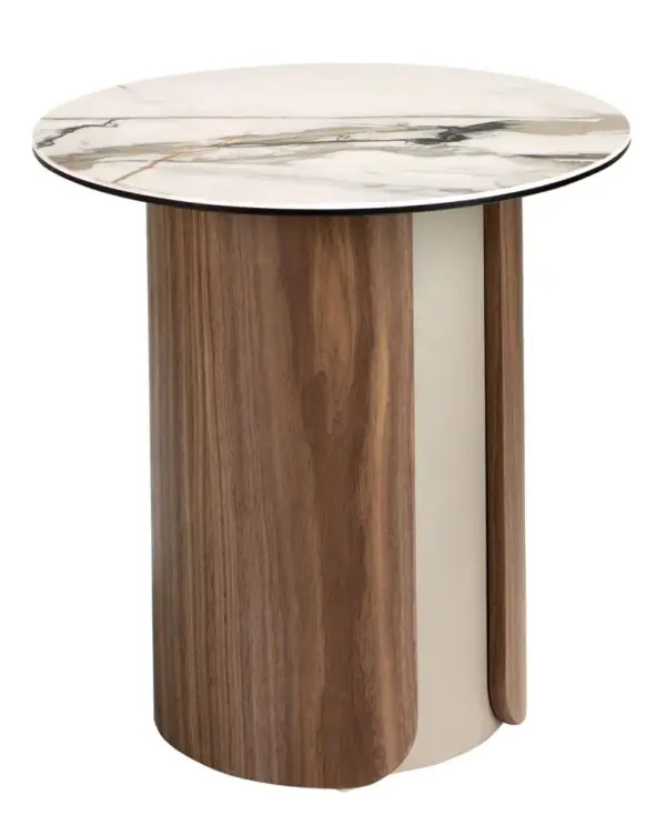 mesa de rincón redonda porcelánico Siena