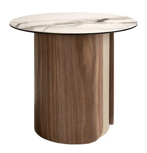 mesa de rincón redonda porcelánico Siena