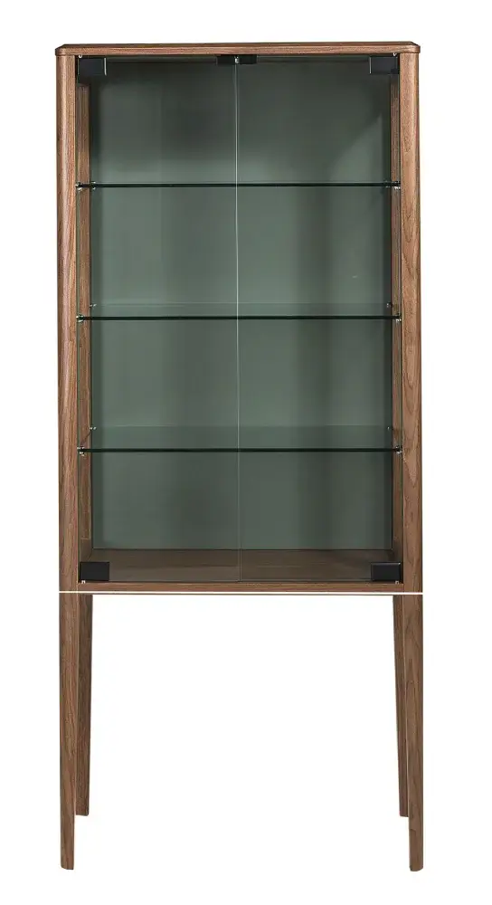 Aparador alto cristal templado y nogal con iluminación interior Nexa