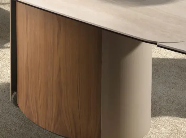 Mesa de comedor extensible rectangular nogal y porcelánico Almara