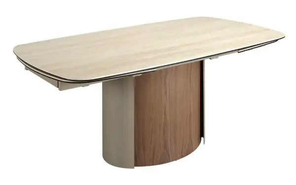 Mesa de comedor extensible rectangular nogal y porcelánico Almara