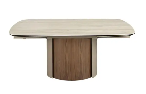 Mesa de comedor extensible rectangular nogal y porcelánico Almara