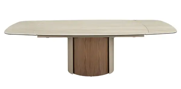 Mesa de comedor extensible rectangular nogal y porcelánico Almara