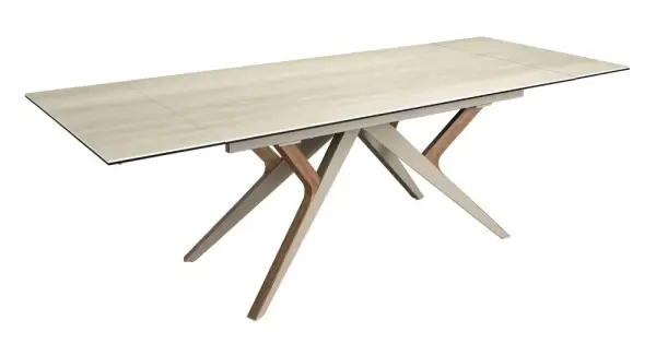 Mesa de comedor extensible rectangular nogal y porcelánico Arenza