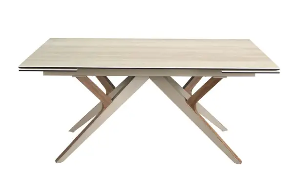 Mesa de comedor extensible rectangular nogal y porcelánico Arenza