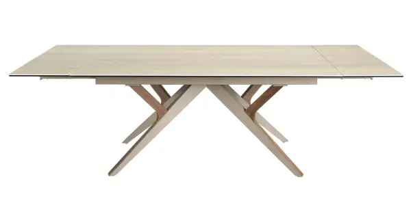 Mesa de comedor extensible rectangular nogal y porcelánico Arenza