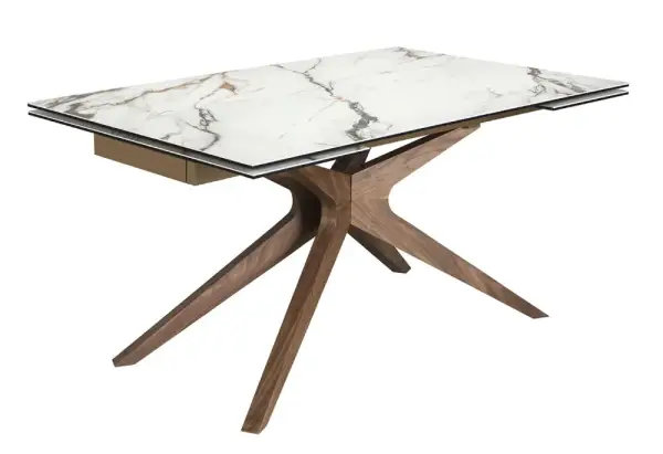 Mesa de comedor extensible nogal y porcelánico Nerium