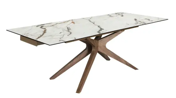 Mesa de comedor extensible nogal y porcelánico Nerium
