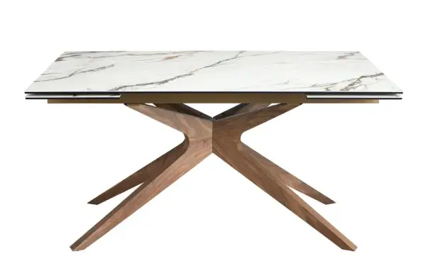Mesa de comedor extensible nogal y porcelánico Nerium