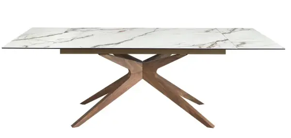 Mesa de comedor extensible nogal y porcelánico Nerium