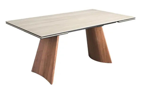 Mesa de comedor extensible rectangular porcelánico y metal Auralis