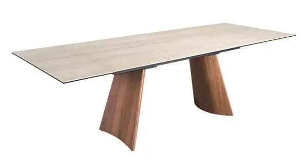 Mesa de comedor extensible rectangular porcelánico y metal Auralis