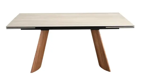 Mesa de comedor extensible rectangular porcelánico y metal Auralis