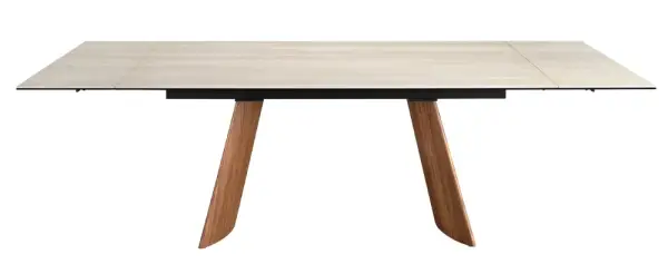 Mesa de comedor extensible rectangular porcelánico y metal Auralis