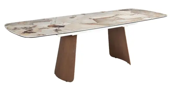 Mesa de comedor extensible ovalada nogal y porcelánico Vexmara