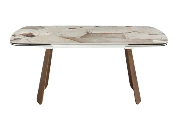 Mesa de comedor extensible ovalada nogal y porcelánico Vexmara