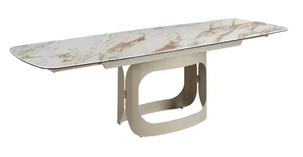 Mesa de comedor extensible ovalada porcelánico y metal Boreal