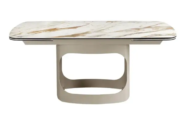 Mesa de comedor extensible ovalada porcelánico y metal Boreal