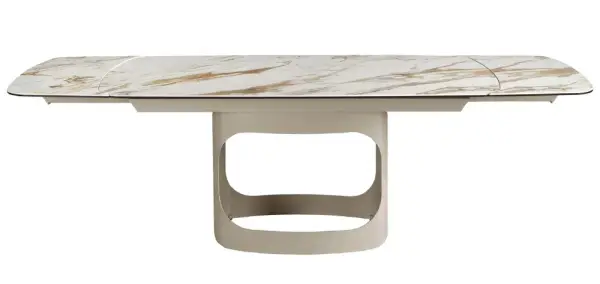 Mesa de comedor extensible ovalada porcelánico y metal Boreal