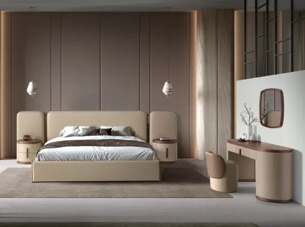 Mesa de noche polipel y nogal Nexivo