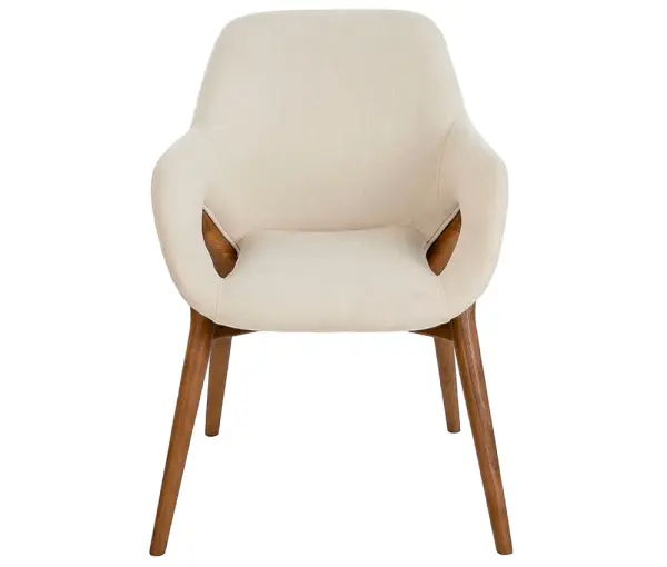 Silla nogal y tapizada beige Vera