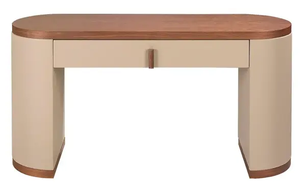 Mesa de escritorio tocador nogal y polipiel visón Siena