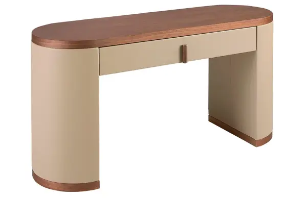 Mesa de escritorio tocador nogal y polipiel visón Siena
