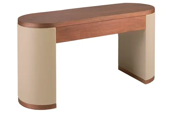Mesa de escritorio tocador nogal y polipiel visón Siena