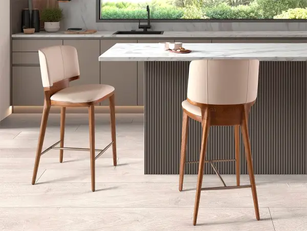 Taburete para barra de bar nogal y polipiel Vento
