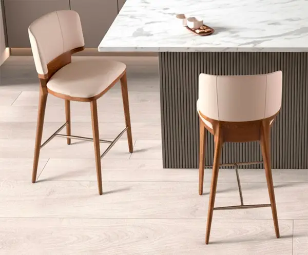 Taburete para barra de bar nogal y polipiel Vento