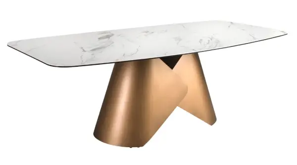 Mesa de comedor ovalada metal y porcelánico Márbora