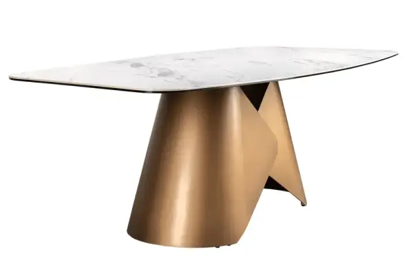 Mesa de comedor ovalada metal y porcelánico Márbora