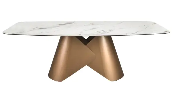 Mesa de comedor ovalada metal y porcelánico Márbora