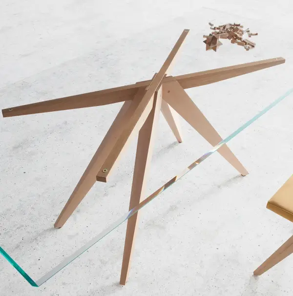Mesa de comedor rectangular cristal August