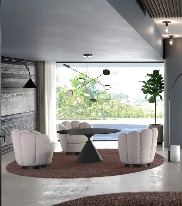 Mesa de comedor redonda metal y porcelánico Cherdy