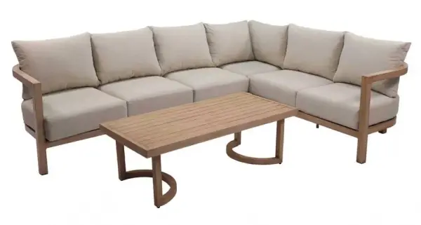 Sofá rinconera con mesa de centro Elara