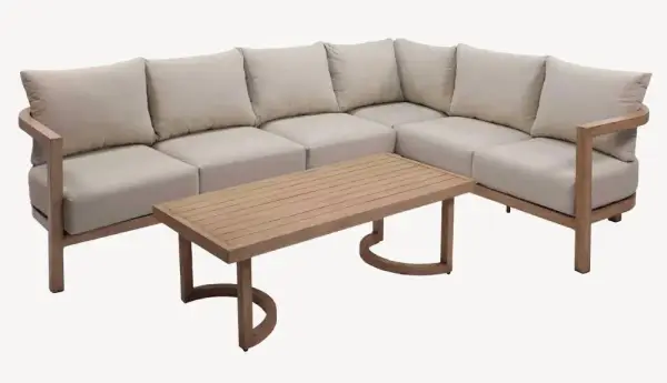 Sofá rinconera con mesa de centro Elara