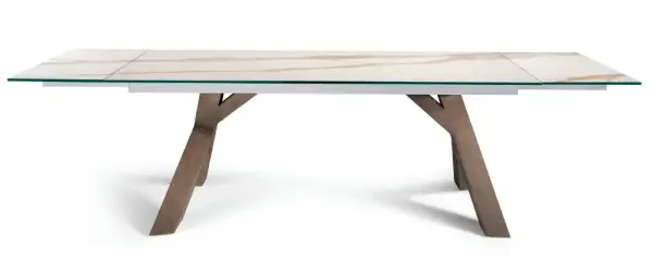 Mesa de comedor extensible cristal y porcelánico Ash