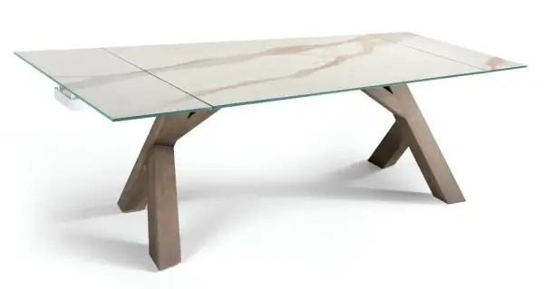 Mesa de comedor extensible cristal y porcelánico Ash