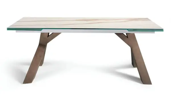 Mesa de comedor extensible cristal y porcelánico Ash