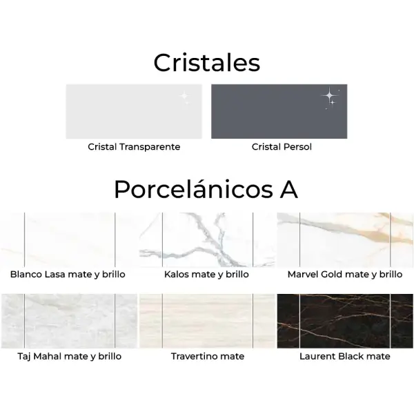 Mesa de comedor extensible cristal y porcelánico Ash