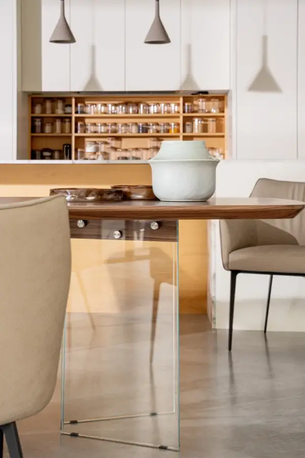 Mesa de comedor madera y cristal Vianta