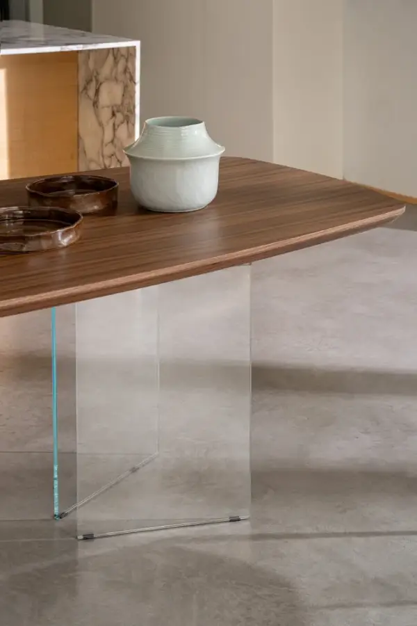 Mesa de comedor madera y cristal Vianta