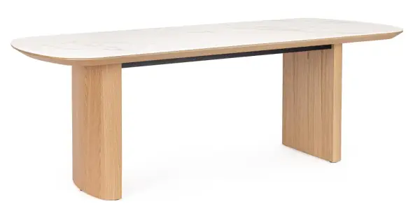 Mesa de comedor porcelánico y madera Jade