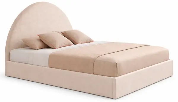 Cama con canapé tapizada media luna