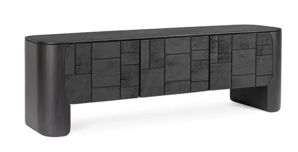 Mueble de televisión 3 puertas negro Sinnar