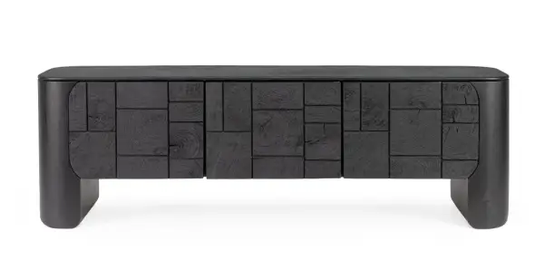 Mueble de televisión 3 puertas negro Sinnar