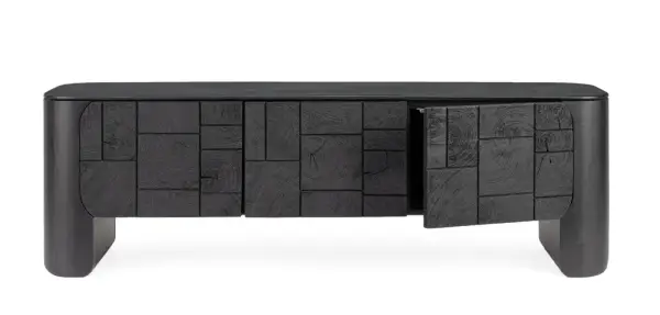 Mueble de televisión 3 puertas negro Sinnar